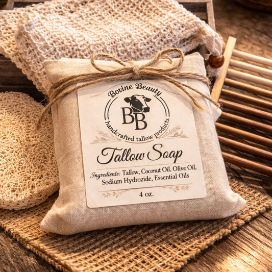 Tallow soap and accessories that come in the soap gift set