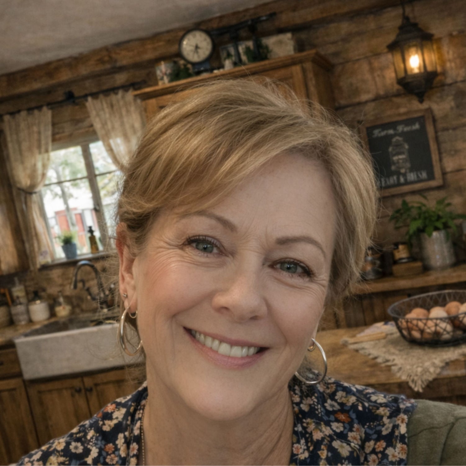 founder Gigi in rustic kitchen